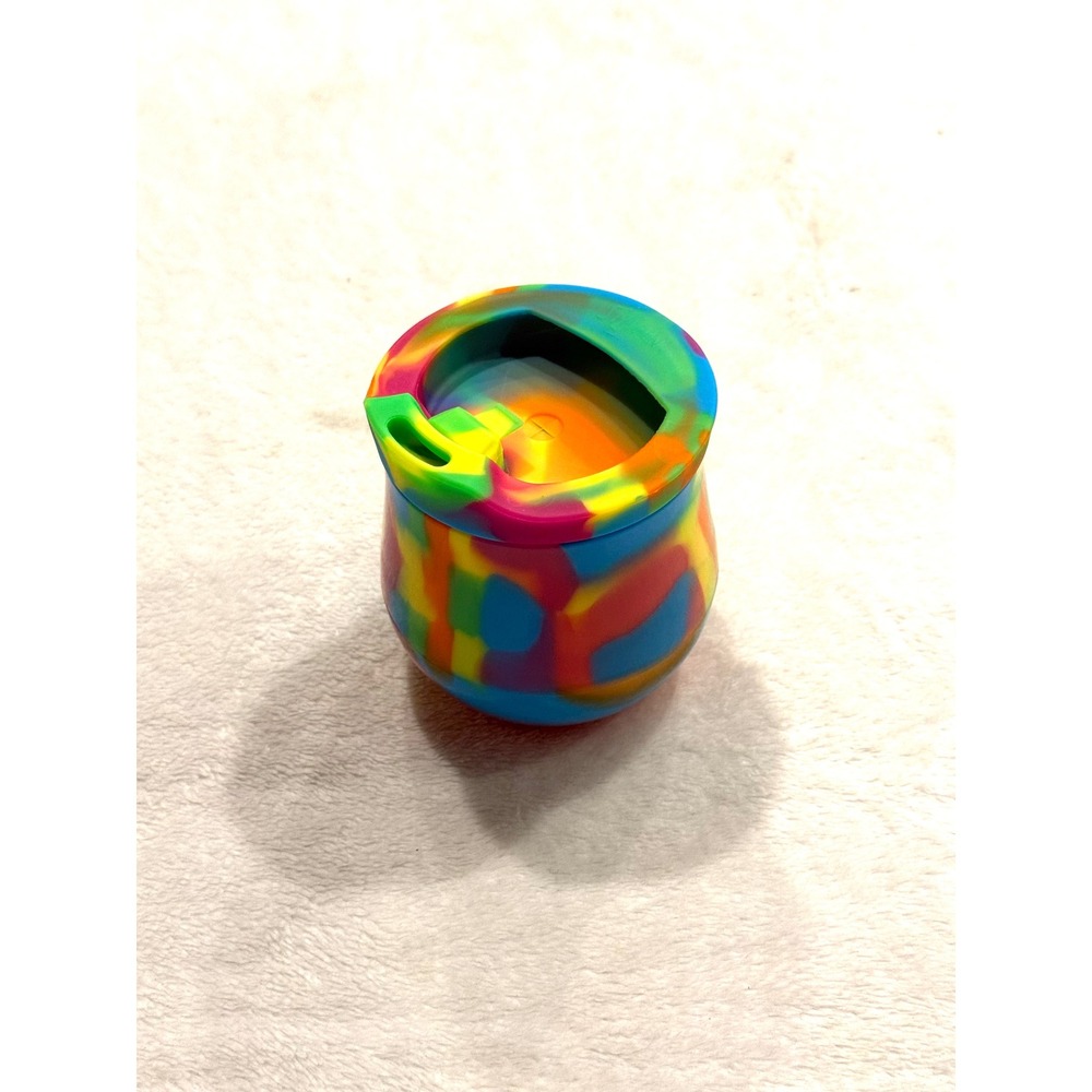 Silipint 14oz Silicone Wine Tumbler with Lid Multi Color Tie Dye Swirl Cup